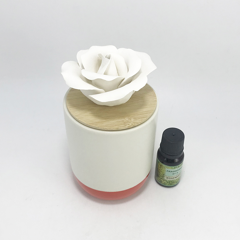 Ceramic flower essential oil aroma diffuser London with wooden lid